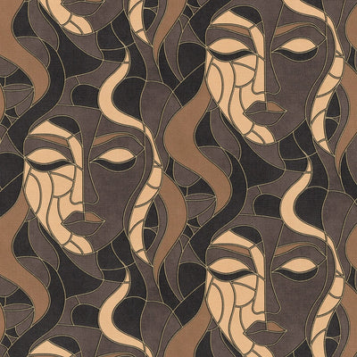 Portrait of a woman in mosaic technique in brown tones, 3772515 Tapetenshop.lv