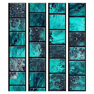 Tapetes ar abstrakta ģeometrisko rakstu  - Kvadrāti tirkīzā krāsā, 89717 G ART