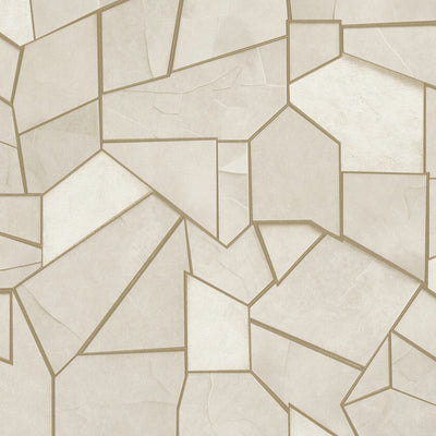 Wallpaper with ArtDeco style with geometric pattern in beige/gold color - 1044502 Tapetenshop.lv