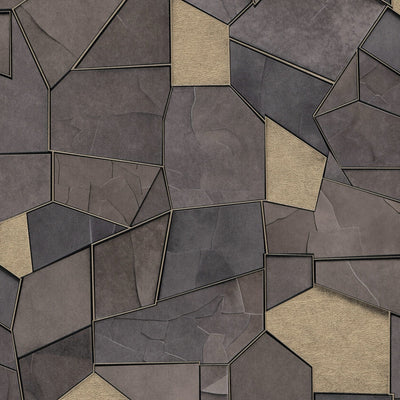 Wallpaper in ArtDeco style with geometric pattern gray/gold - 1044537 Tapetenshop.lv