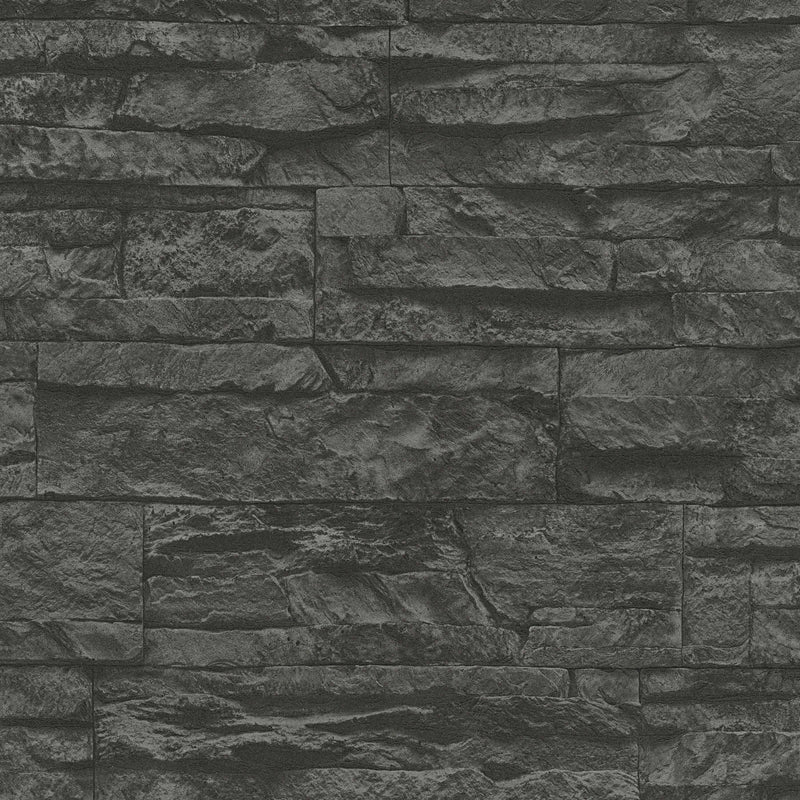 Wallpaper with stone imitation AS Creation 7071-23 in black AS Creation