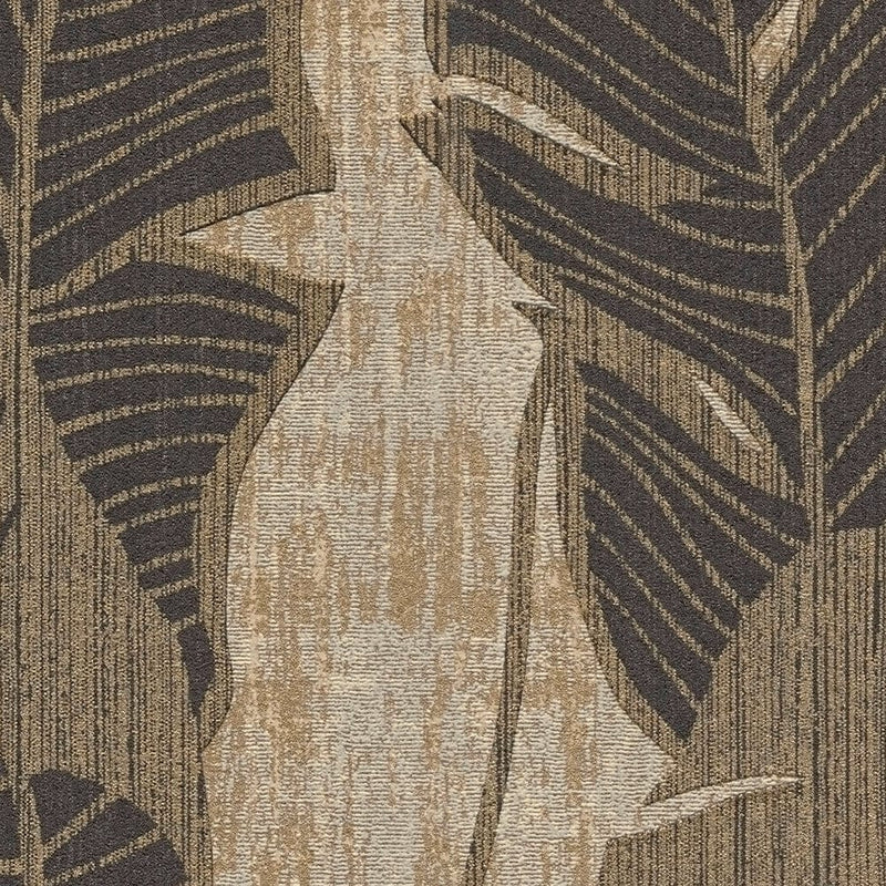 Tapetes ar džungļu rakstu, bēšā un melnā krāsā, AS 395024 AS Creation