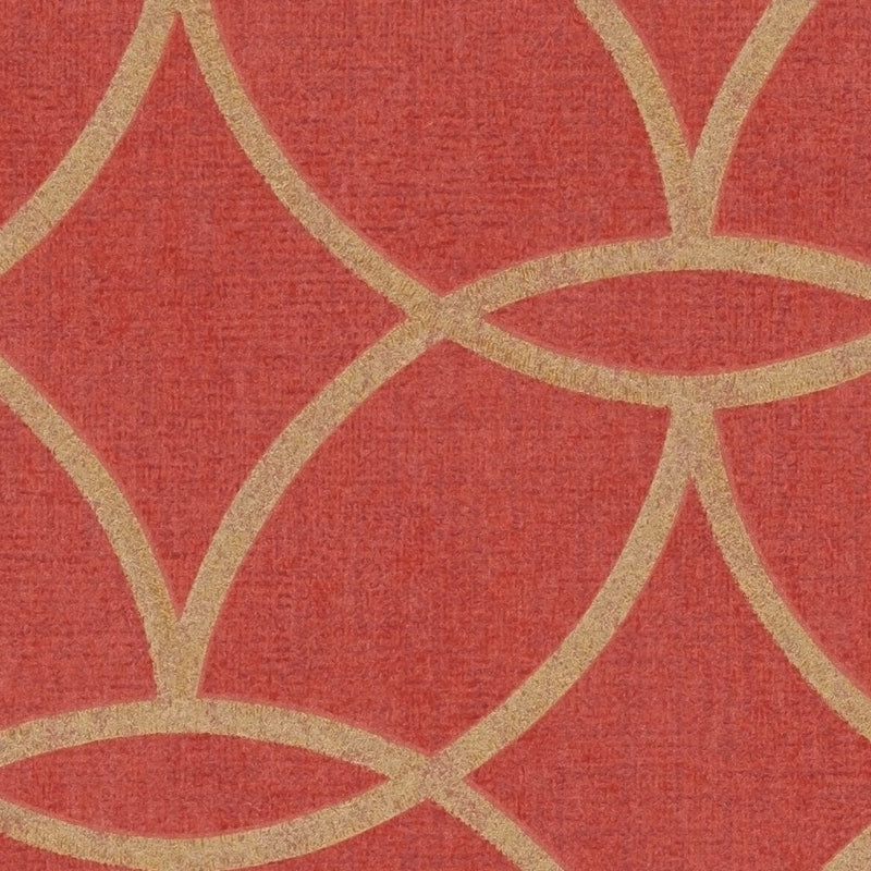 Tapetes ar ģeometrisko dizainu sarkanā un zeltā krāsā - 1335536 AS Creation