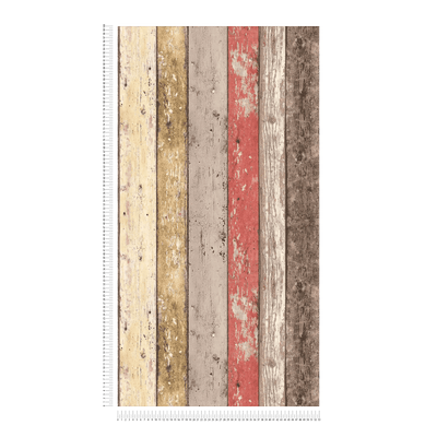 Vintage and rustic wood-grain wallpaper - brown, red, 895127 AS Creation