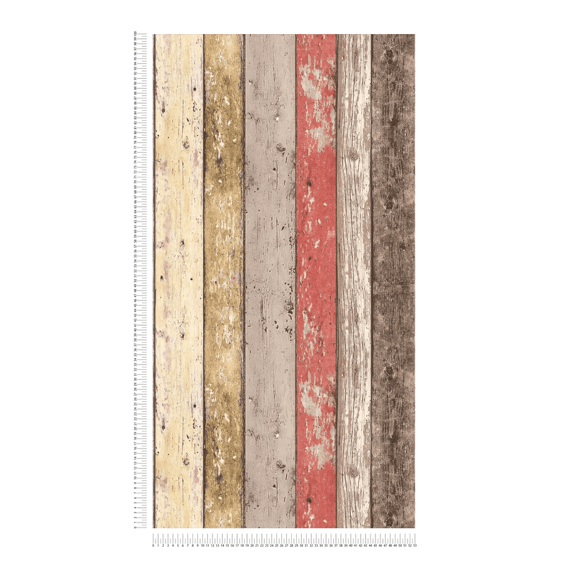 Vintage and rustic wood-grain wallpaper - brown, red, 895127 AS Creation