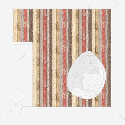 Vintage and rustic wood-grain wallpaper - brown, red, 895127 AS Creation