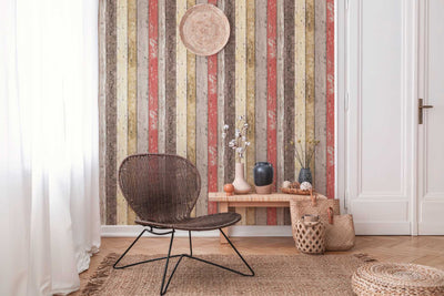 Wallpaper with wooden pattern in vintage and country style - brown, red, 895127 AS Creation