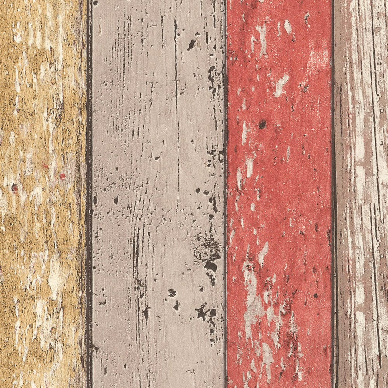 Wallpaper with wooden pattern in vintage and country style - brown, red, 895127 AS Creation