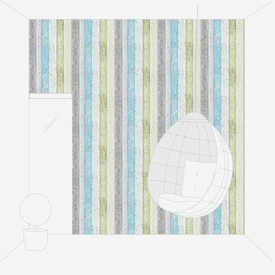 Wallpaper with vintage wooden pattern - blue, green, white, 855077 AS Creation