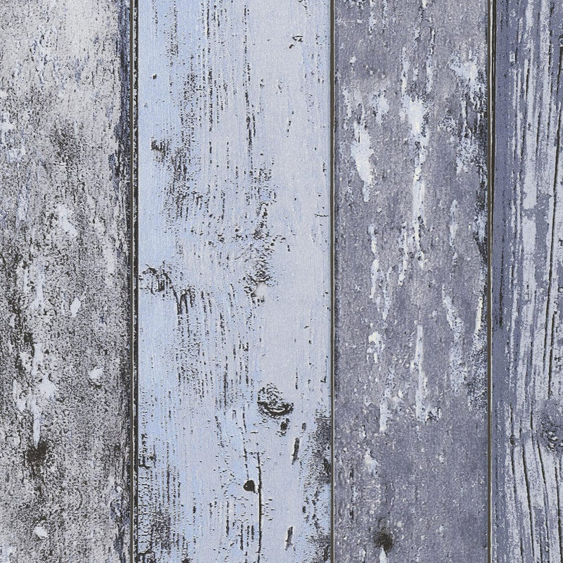 Vintage and rustic wallpaper with wooden pattern in blue, 855060 AS Creation