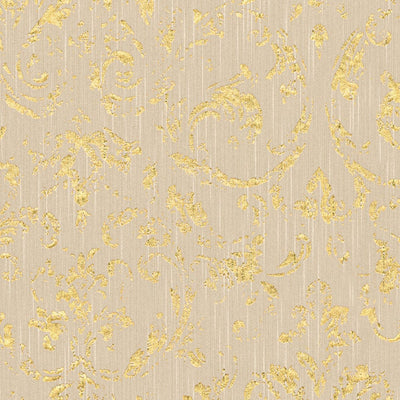 Wallpaper with ornament with metallic effect, beige, gold - 306602 AS Creation