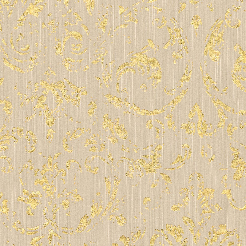 Wallpaper with ornament with metallic effect, beige, gold - 306602 AS Creation