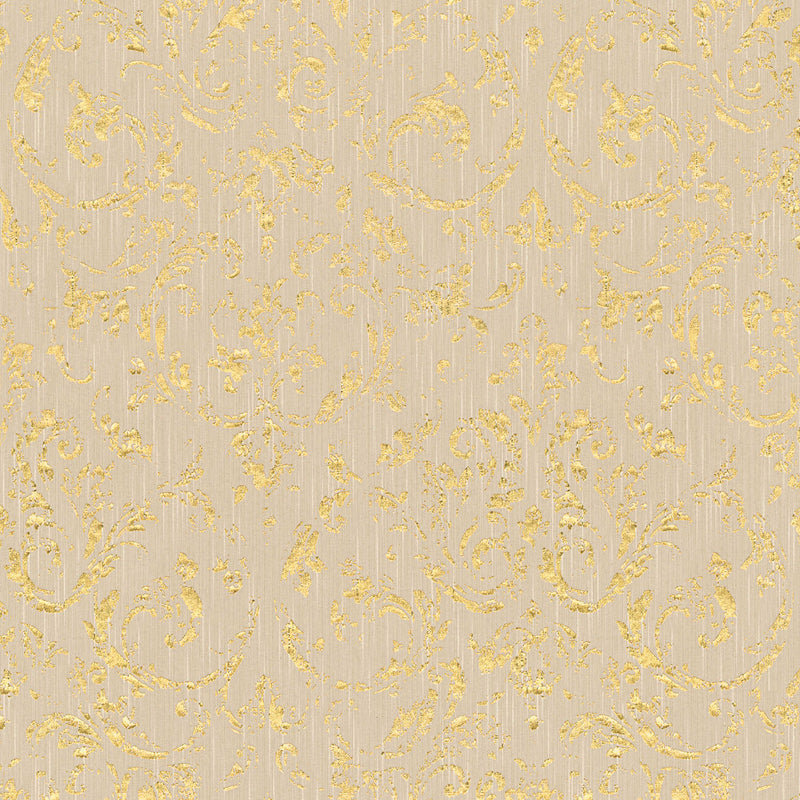 Wallpaper with ornament with metallic effect, beige, gold - 306602 AS Creation