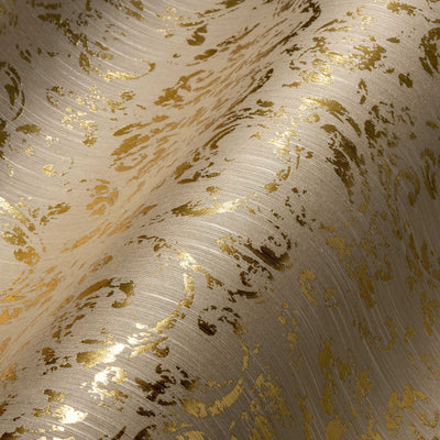 Wallpaper with ornament with metallic effect, beige, gold - 306602 AS Creation