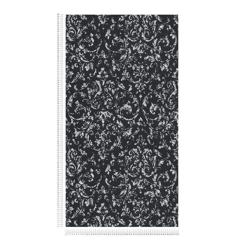 Wallpaper with ornament with metallic effect, black, silver - 306606 AS Creation