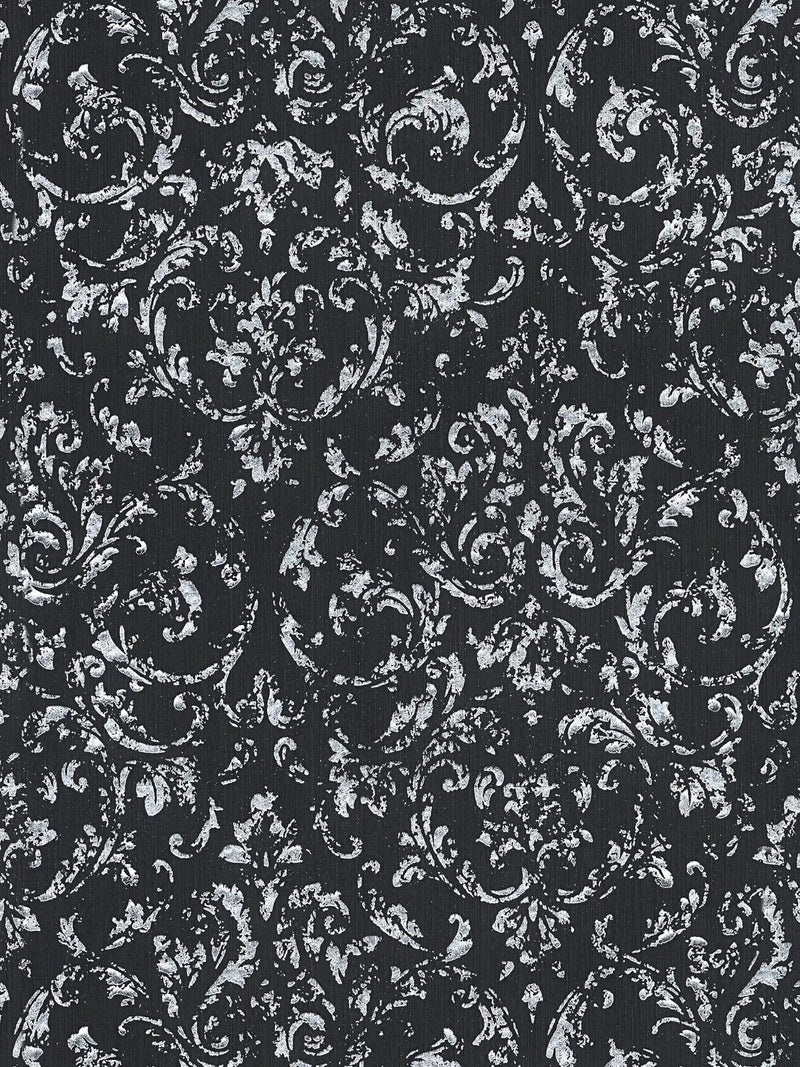 Wallpaper with ornament with metallic effect, black, silver - 306606 AS Creation