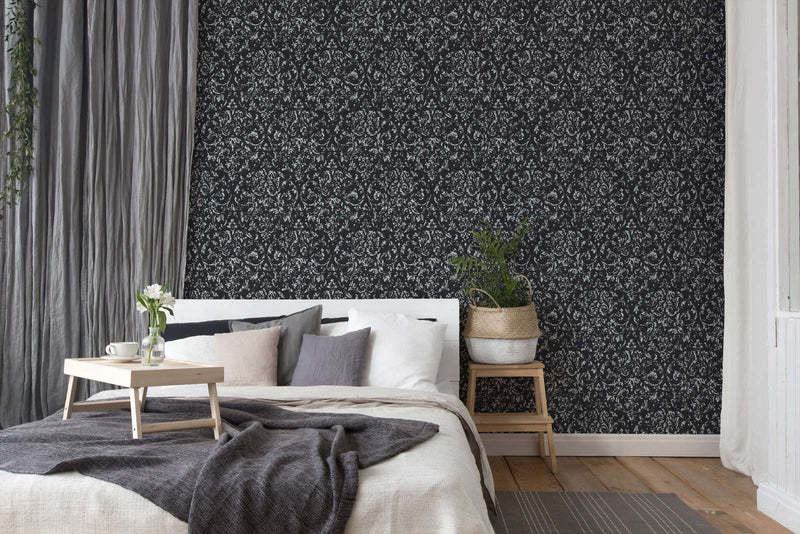 Wallpaper with ornament with metallic effect, black, silver - 306606 AS Creation