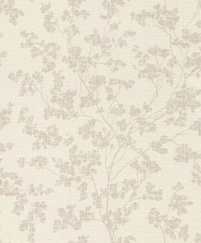 Wallpaper with fine twigs on textile and gentle shine, 653847 rasch