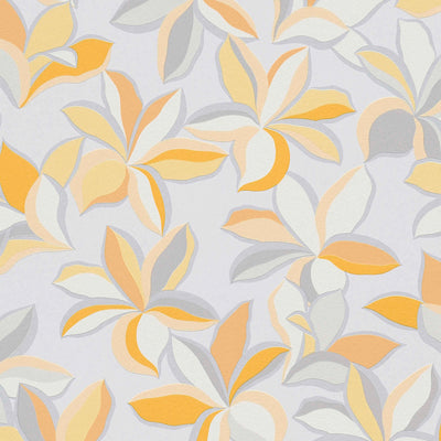 Tapetes ar ziedu rakstu ar spīdīgu efektu, dzeltenā, pelēkā, 389084 AS Creation