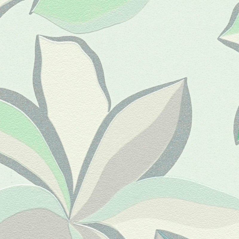 Tapetes ar ziedu rakstu ar spīdīgu efektu, zaļā krāsā, 389083 AS Creation