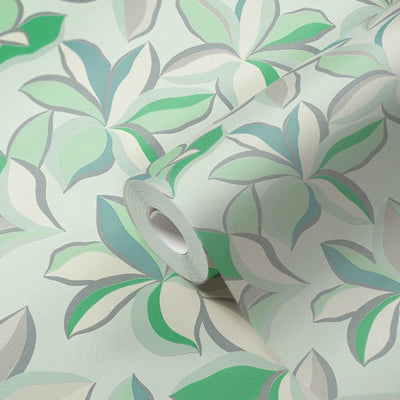 Tapetes ar ziedu rakstu ar spīdīgu efektu, zaļā krāsā, 389083 AS Creation