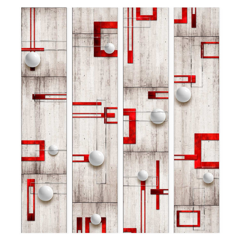 Tapetes - Betons, sarkani rāmji un baltas sfēras, 89657 G ART