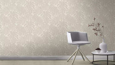 Wallpaper RASCH with exotic leaves in beige, 653106 RASCH