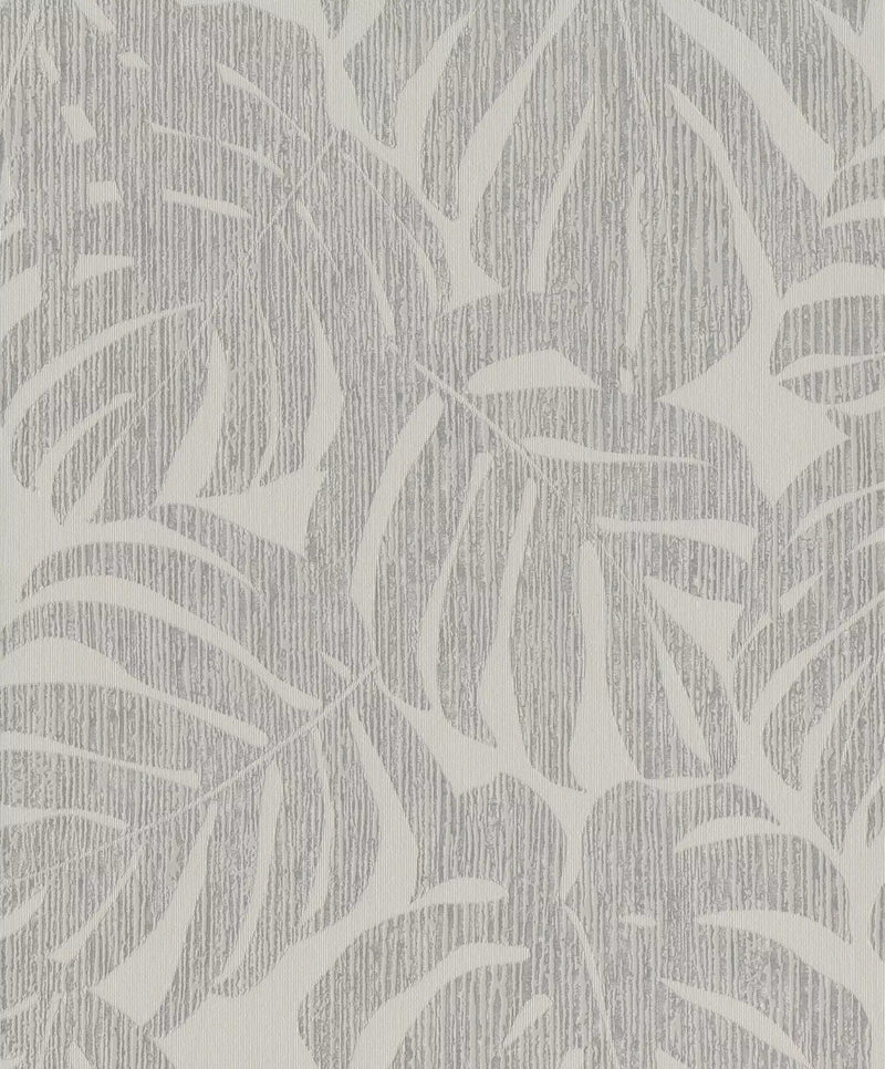 Wallpaper RASCH with exotic leaves in gray, 653137, Welcome Home RASCH