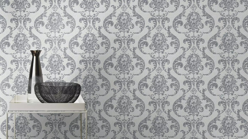 Wallpaper rasch with elegant ornament, gray, 315615 rasch