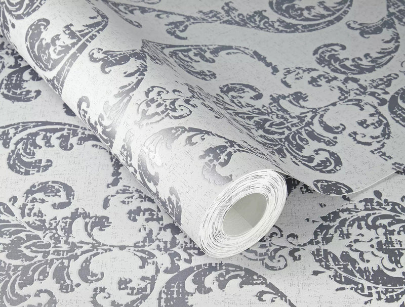 Wallpaper rasch with elegant ornament, gray, 315615 rasch