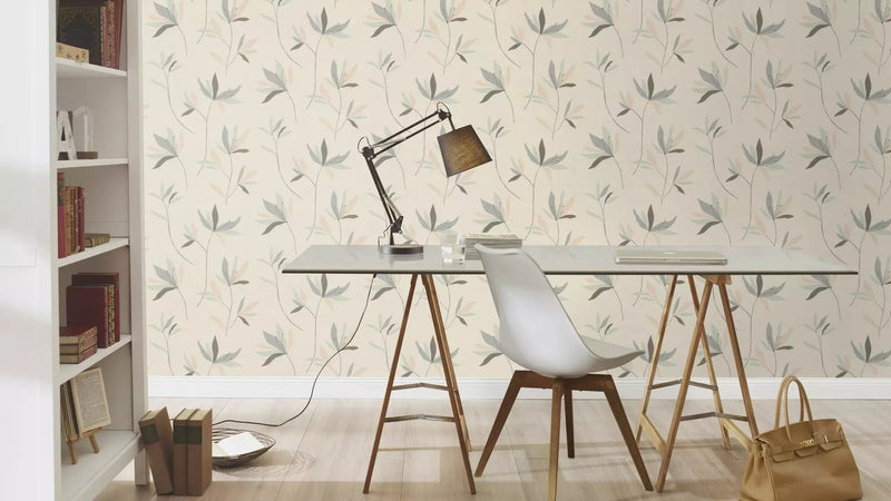 Wallpaper rasch with elegant textile texture and pages, 634068 rasch