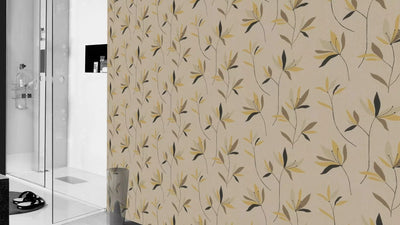 Wallpaper Rasch with elegant textile texture and leaves, brown, 634082 rasch