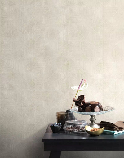 Wallpaper Rasch with geometric pattern and fine glow, taupe, 653939 rasch