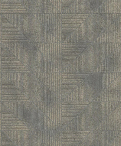 Wallpaper with geometric pattern and fine glow, dark gray, 653946 rasch