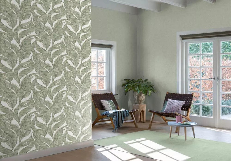 Wallpaper RASCH with leaves in green, 653434, Welcome Home RASCH