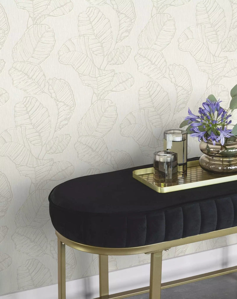 Wallpaper Rasch - with pearl leaf motif and small texture, 822601 rasch