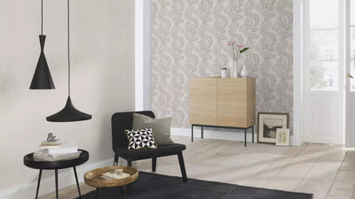 Wallpaper Rasch - with pearl leaf motif and texture, taupe, 822625 rasch