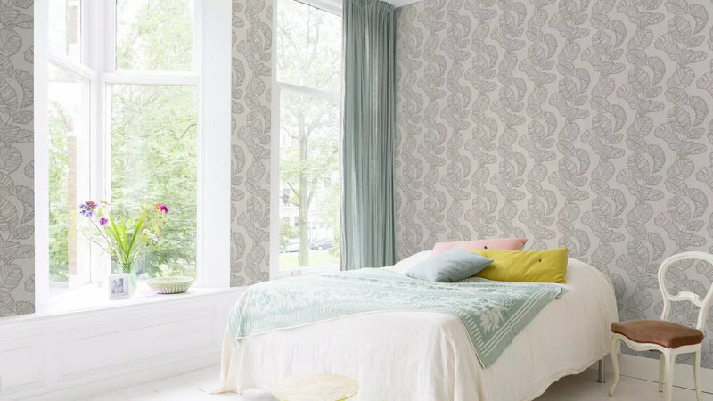 Wallpaper Rasch - with pearl leaf motif and texture, taupe, 822625 rasch