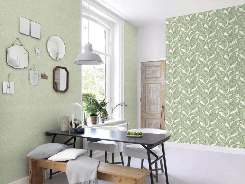 Wallpaper RASCHWith fine and textured, green color, 699821 RASCH