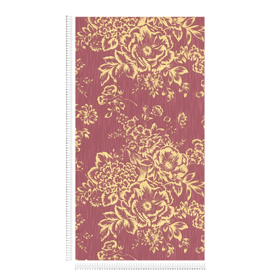 Textile with golden flower pattern - gold, red - 306576 AS Creation