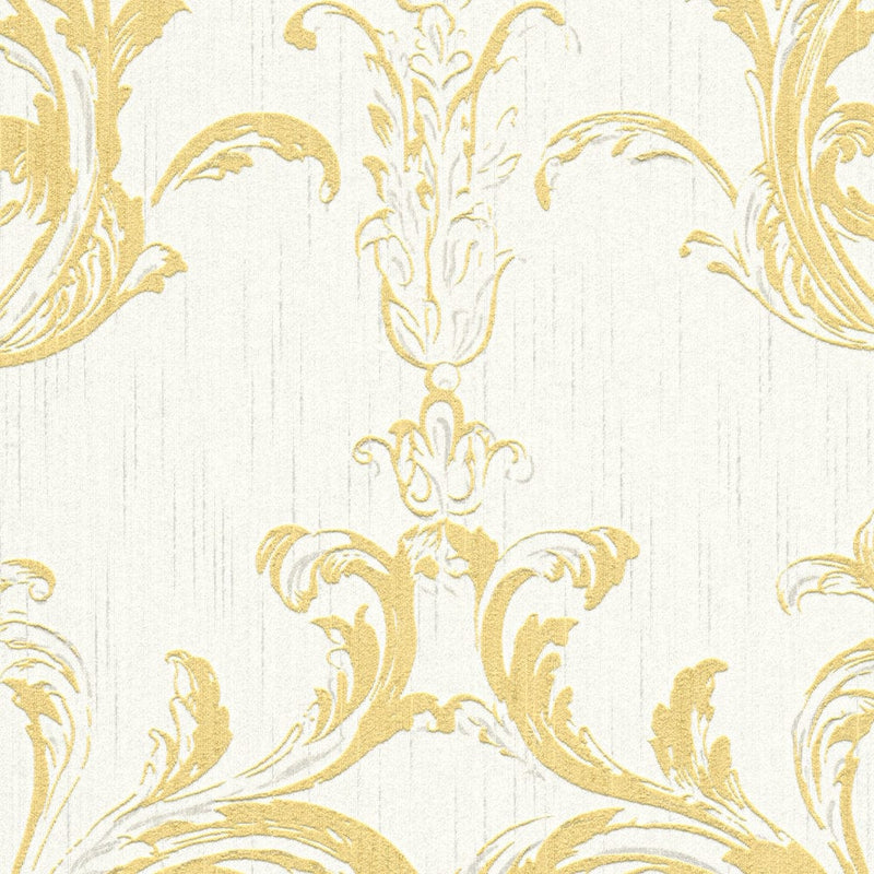 Textile wallpaper with a classic pattern AS Creation 961965 yellow AS Creation