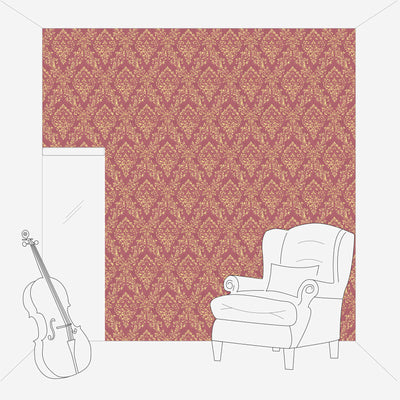 Textile wallpaper with a classic ornament in red and gold - 306596 AS Creation