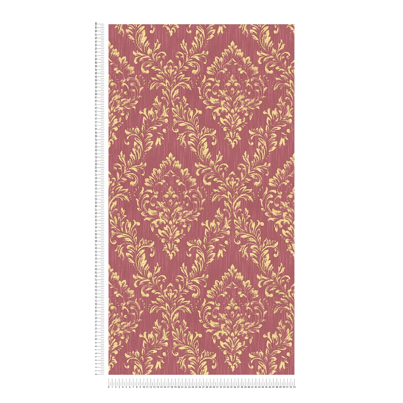 Textile wallpaper with a classic ornament in red and gold - 306596 AS Creation