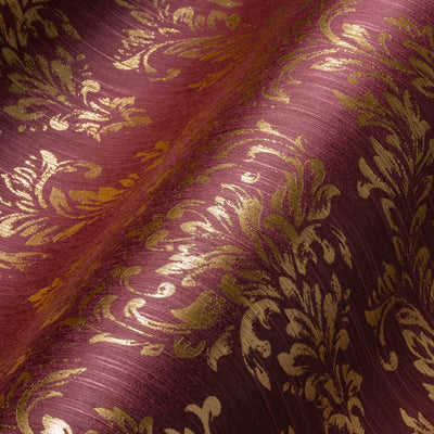 Textile wallpaper with a classic ornament in red and gold - 306596 AS Creation