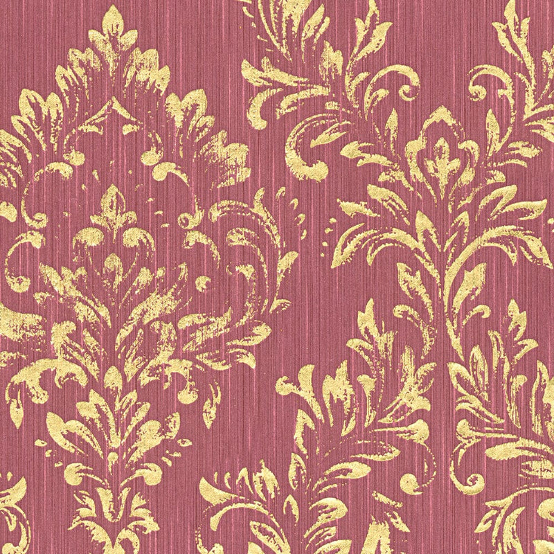 Textile wallpaper with a classic ornament in red and gold - 306596 AS Creation