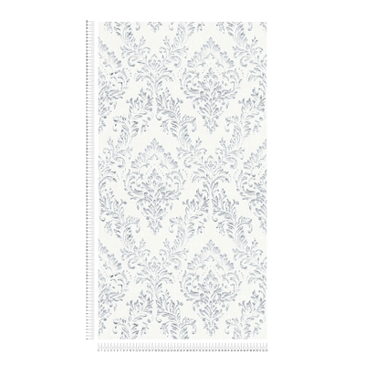 Textile wallpaper with classic ornament - silver, white - 306591 AS Creation