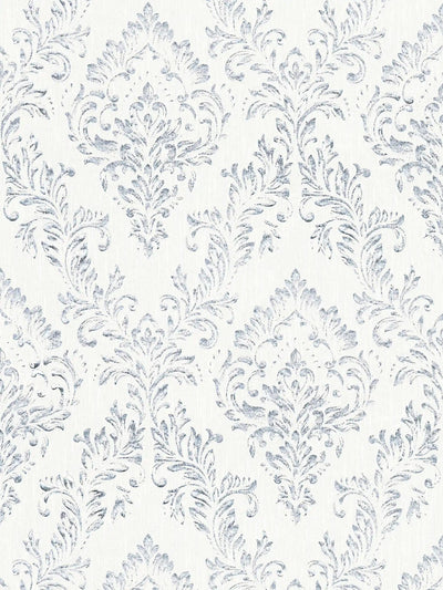 Textile wallpaper with classic ornament - silver, white - 306591 AS Creation