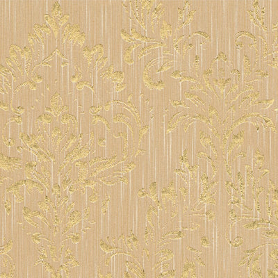 Textile wallpaper with a classic ornament in gold tones -306594 AS Creation