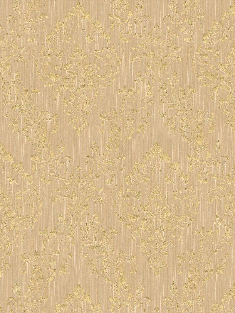 Textile wallpaper with a classic ornament in gold tones -306594 AS Creation