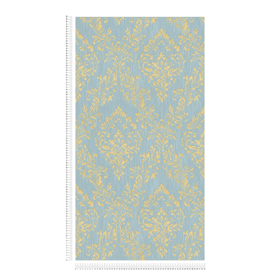 Textile wallpaper with classic ornament - blue and gold, 306595 AS Creation